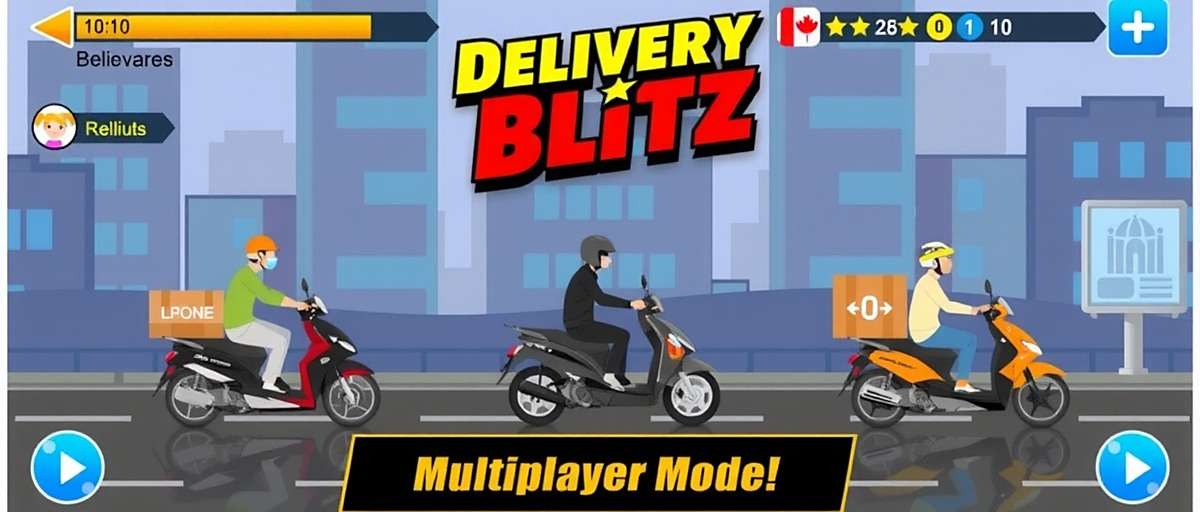 Delivery Blitz Multiplayer Mode showing four players competing to make deliveries in Mumbai