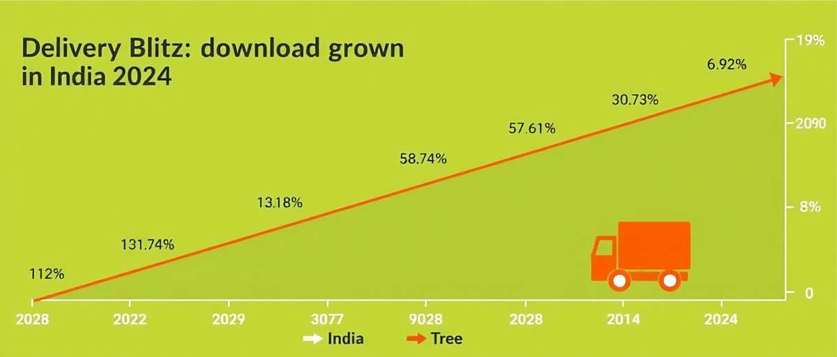 Delivery Blitz download growth trend in India from 2022 to 2024
